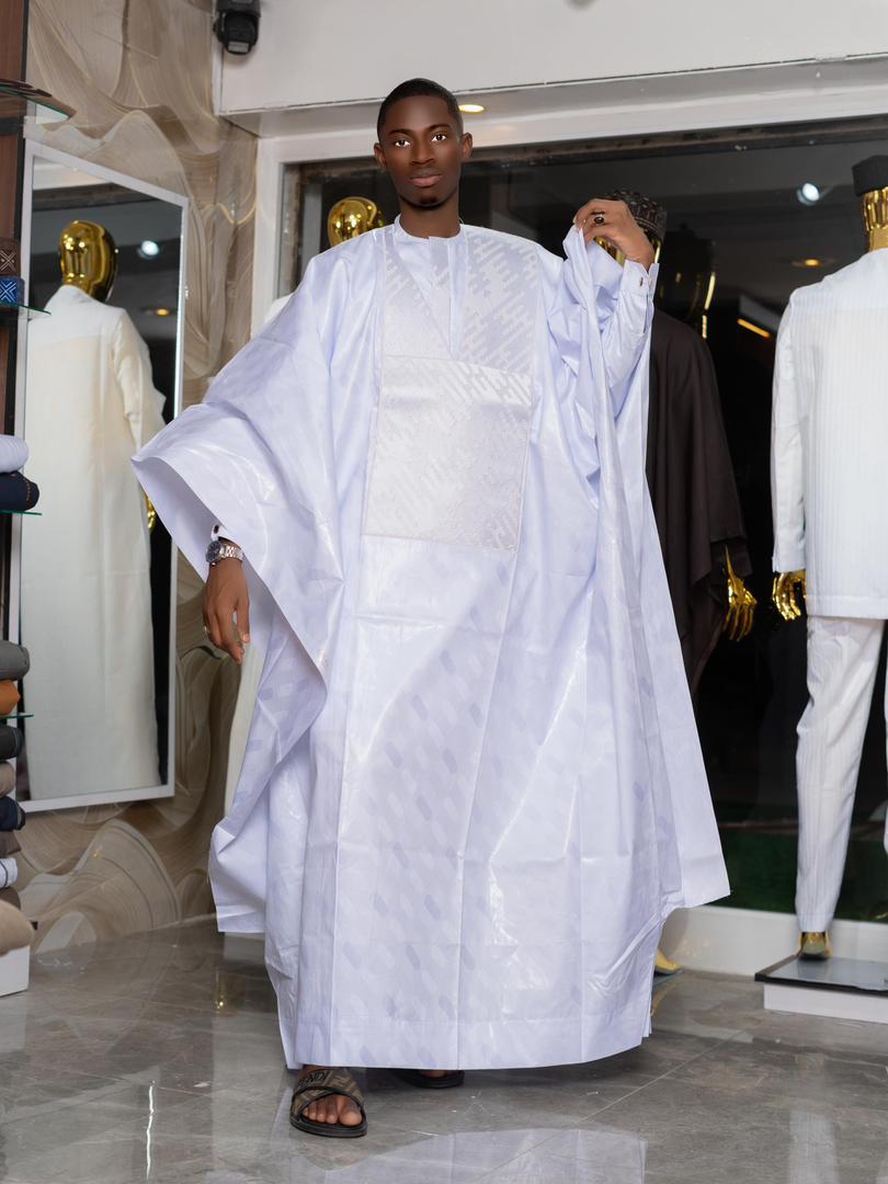 Grand boubou blanc ton sur ton — blanc, vue 2