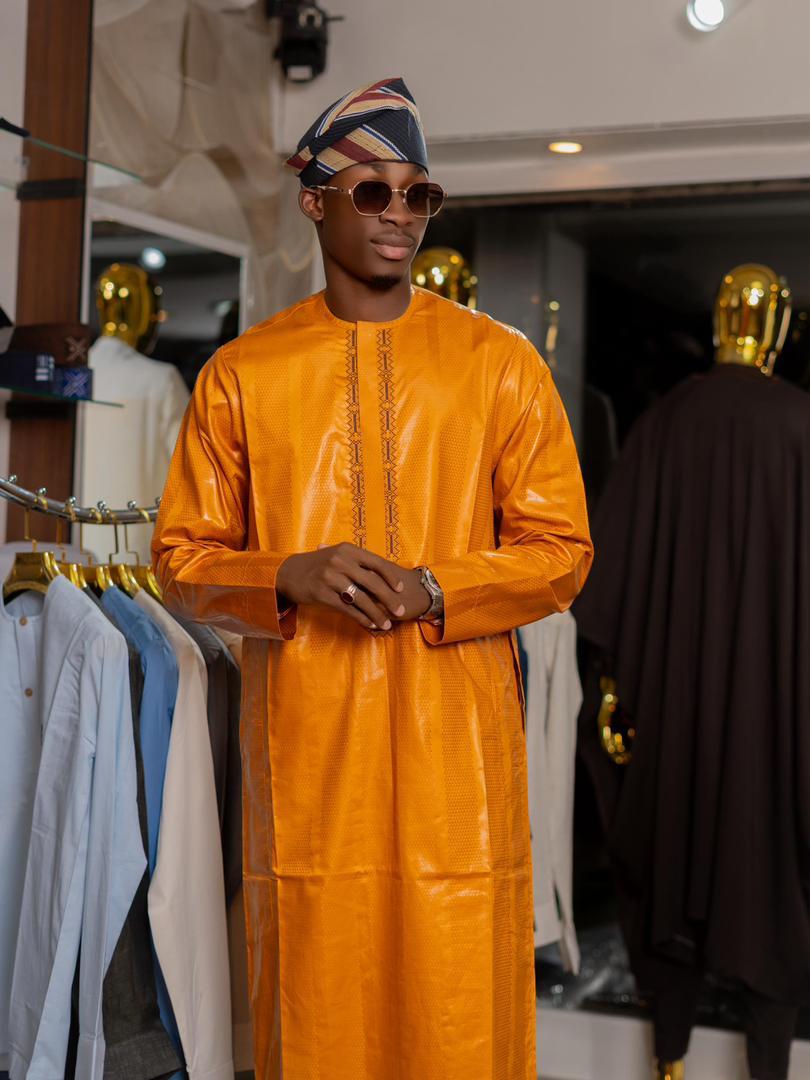 Ensemble orange en bazin — orange, vue 1