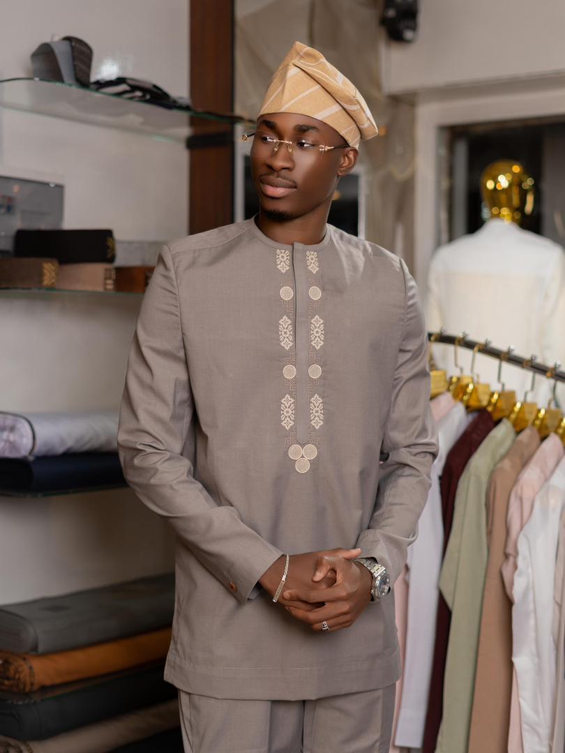 Ensemble taupe brodé — taupe, vue 1