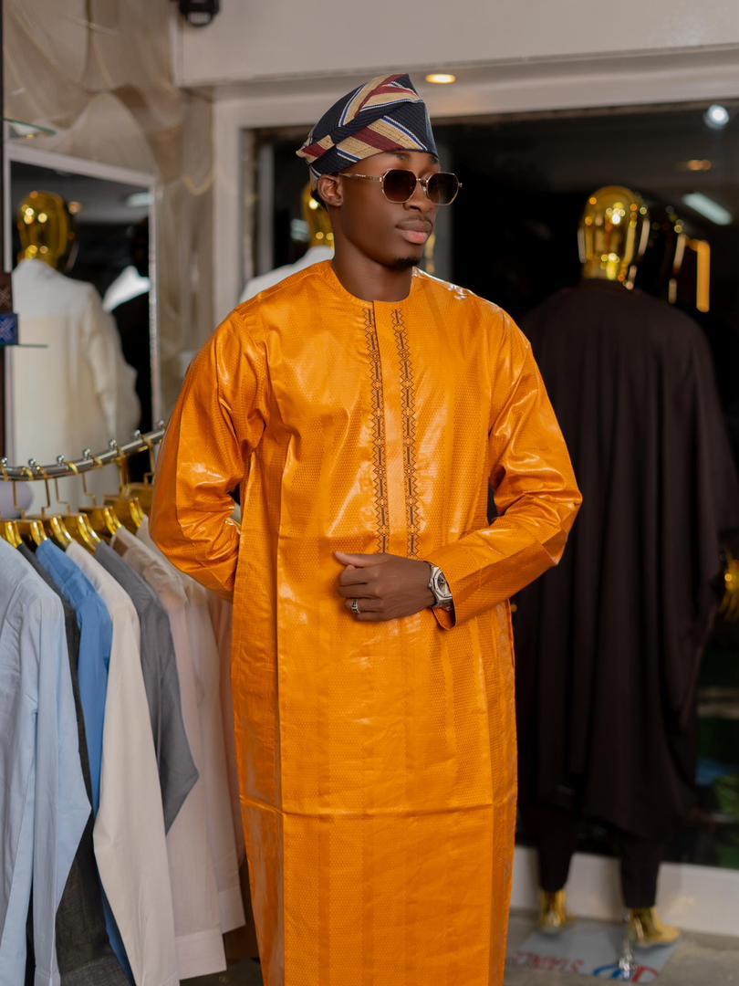 Ensemble orange en bazin — orange, vue 2