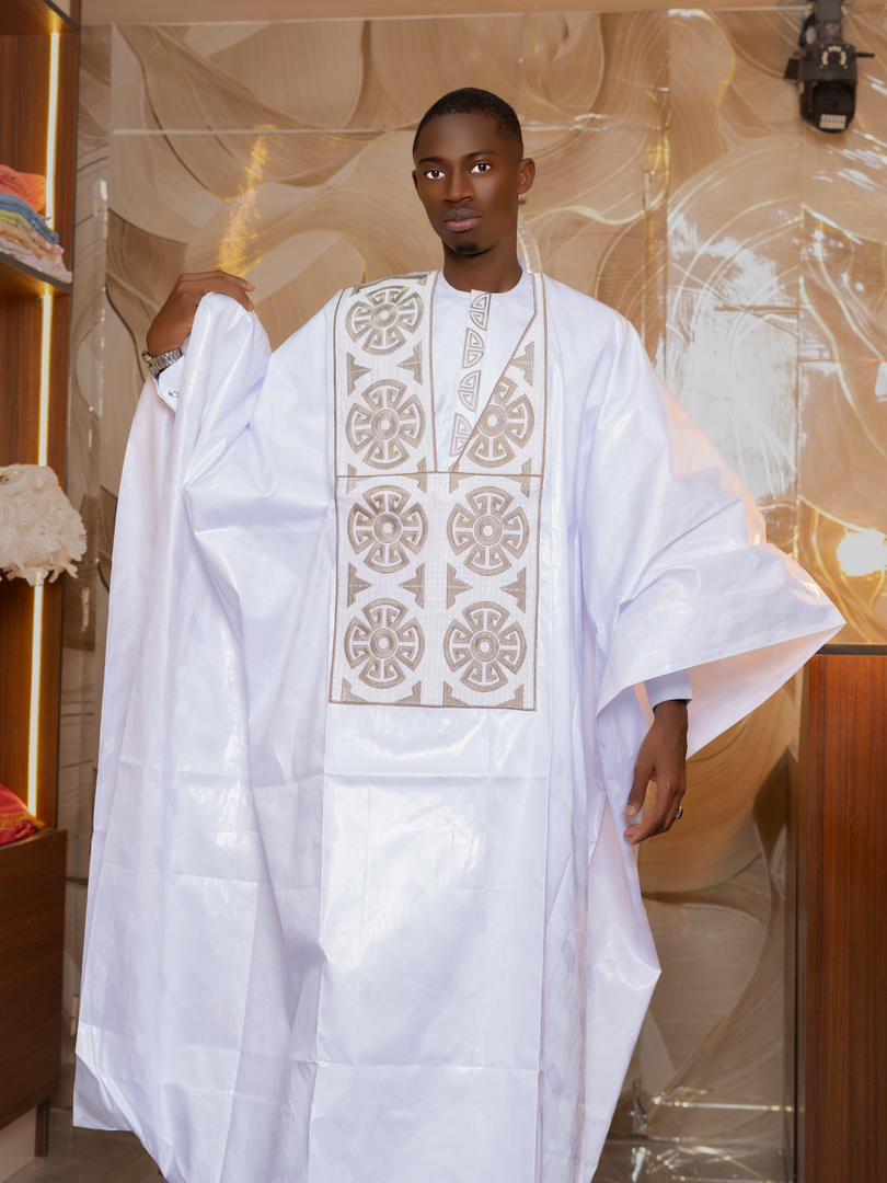 Grand boubou blanc à médaillons — blanc, vue 3