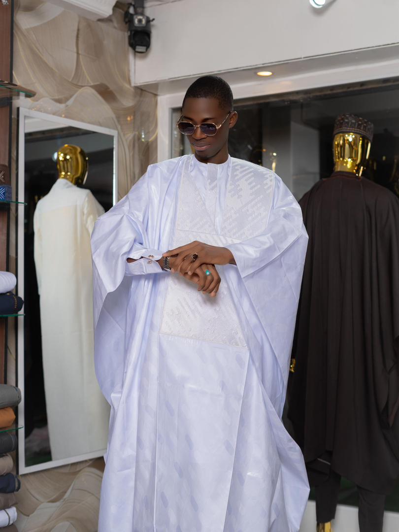 Grand boubou blanc ton sur ton — blanc, vue 3