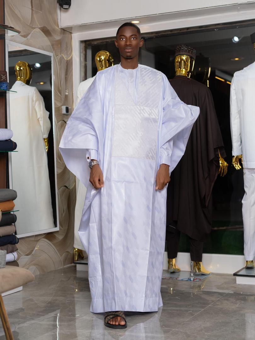 Grand boubou blanc ton sur ton — blanc, vue 1