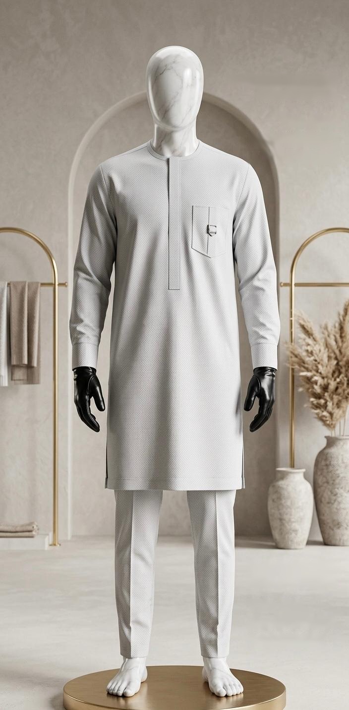 Ensemble gris perle à boucle — ensemble gris perle sur mannequin